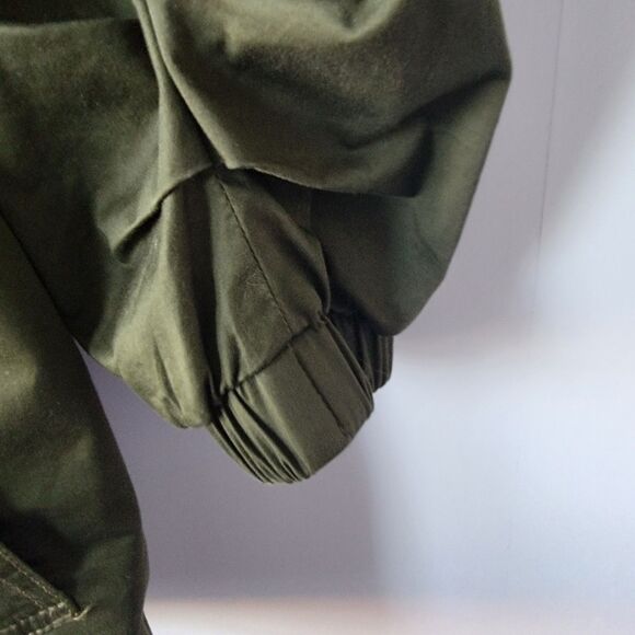 Cabi women's Army Green Expedition Jacket sz M Ruched Sleeves double Breasted - Picture 7 of 9